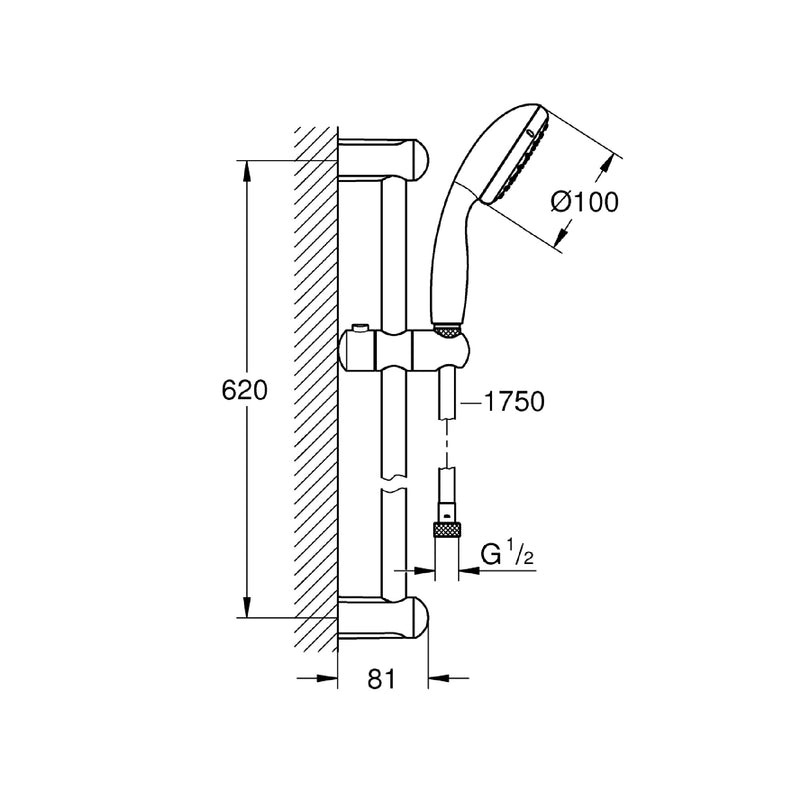 Saliscendi asta doccia 2 getti cromato Grohe Tempesta 100 cod. 27598001