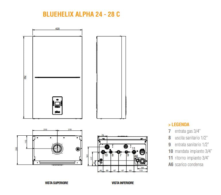 Caldaia a condensazione Ferroli 24 kw Bluehelix Alpha 24C