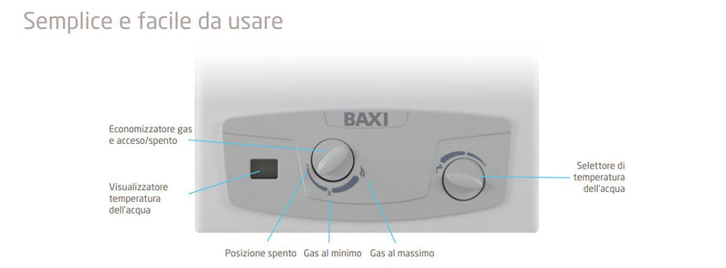 Scaldabagno a gas GPL 11 Litri Baxi Acquaprojet Blue 11i Camera Aperta