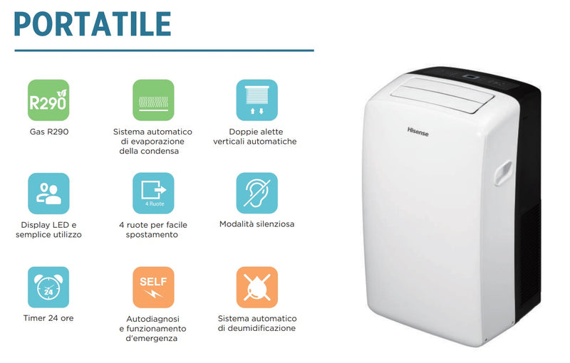 Climatizzatore Hisense Portatile 9000 btu APH09