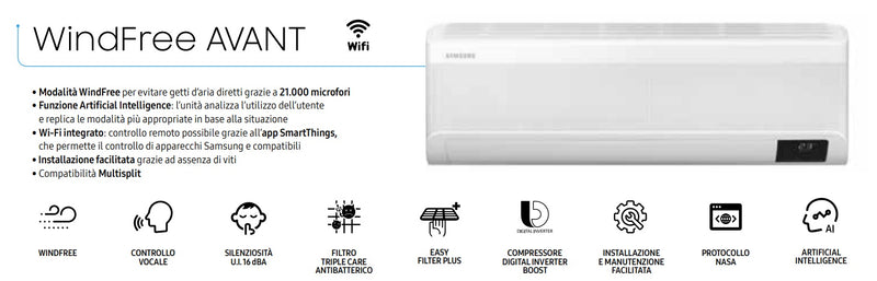 Climatizzatore Samsung Windfree Avant 18000 btu Wi-Fi F-AR18AVT