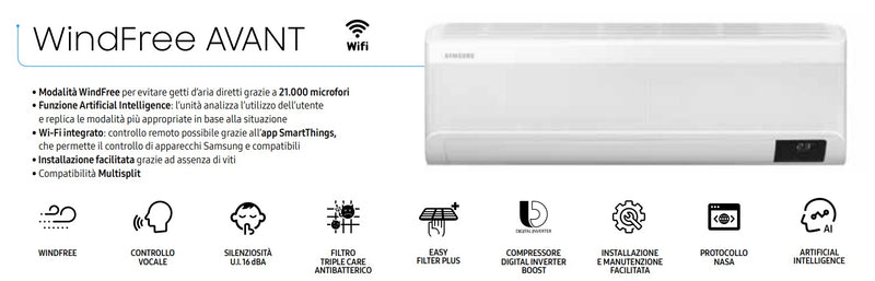 Climatizzatore Samsung Windfree Avant 12000 btu Wi-Fi F-AR12AVT