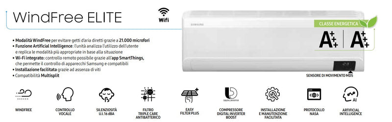 Climatizzatore Samsung Windfree Elite 9000 btu Wi-Fi F-AR09ELT