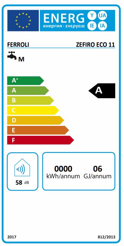 Scaldabagno a gas Metano 11 Litri Ferroli Zefiro Eco C11 Camera Aperta