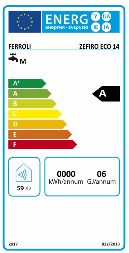 Scaldabagno a gas GPL 14 Litri Ferroli Zefiro Eco C14 Camera Aperta