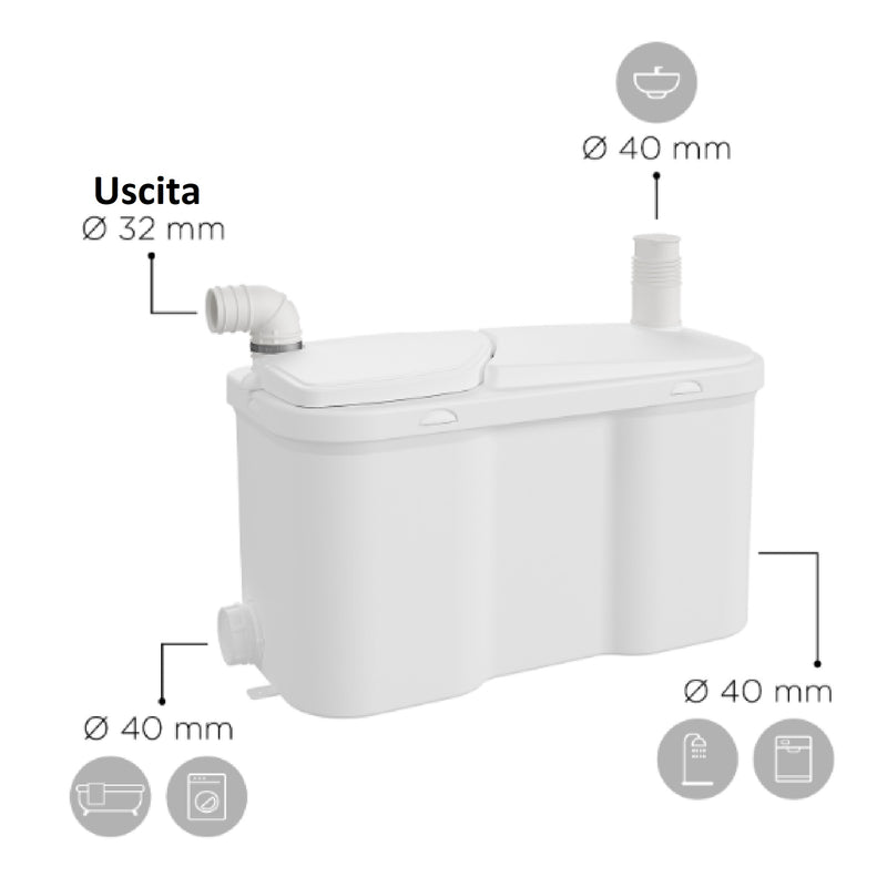 Pompa acque grigie bagno e cucina SFA Watersan 20 WS20 uso intensivo